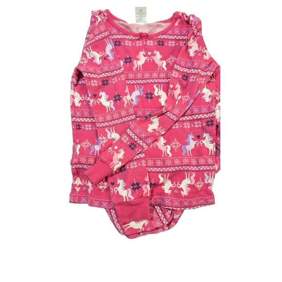 Gymboree Girls Unicorn Pajama Pink Fair Isle Print Long Sleeve size 8 cotton - Picture 3 of 5